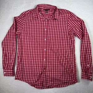 Michael Kors Mens L Classic Fit Plaid‎ Button Down Long Sleeve Shirt Red